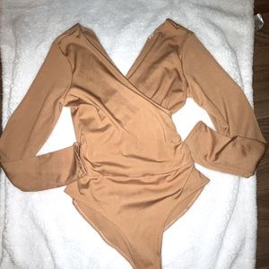 Ribbed Bodysuit V Neck
